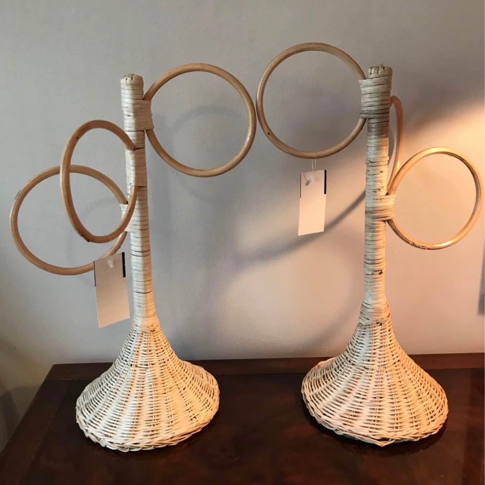 Vintage Rattan Towel Holder NWT